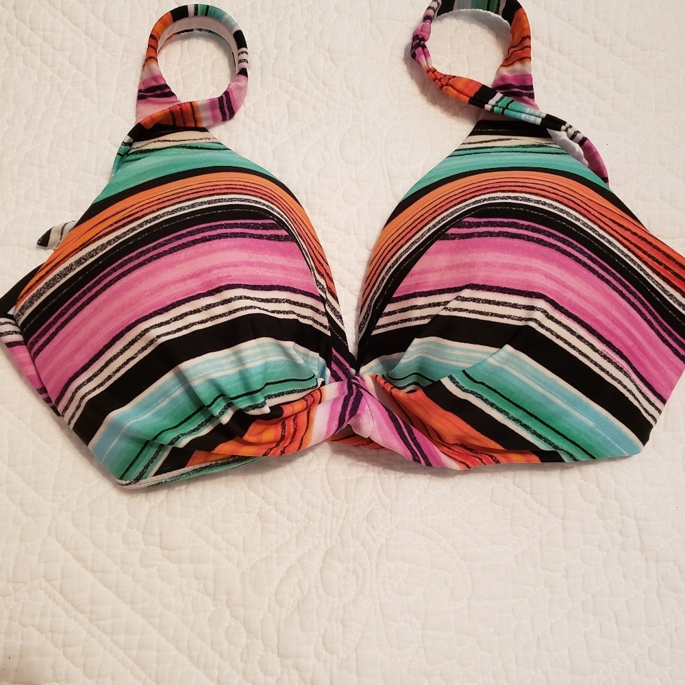 Bikini top,ties at neck and back, multi colored, s